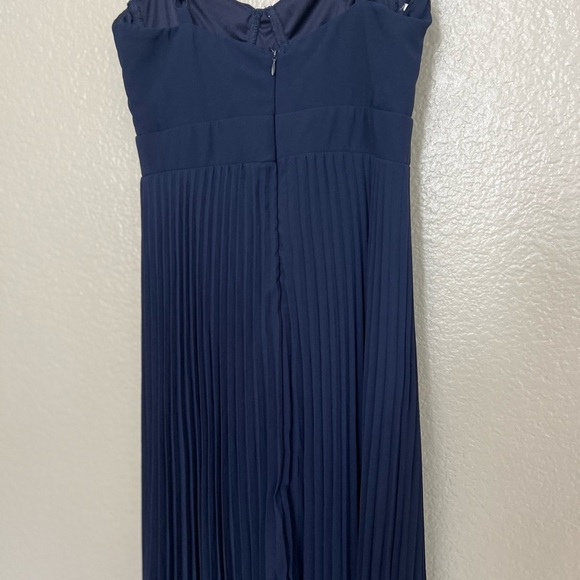 Certainly Lovely Navy Blue Pleated Bustier Maxi Dress - Picture 6 of 9
